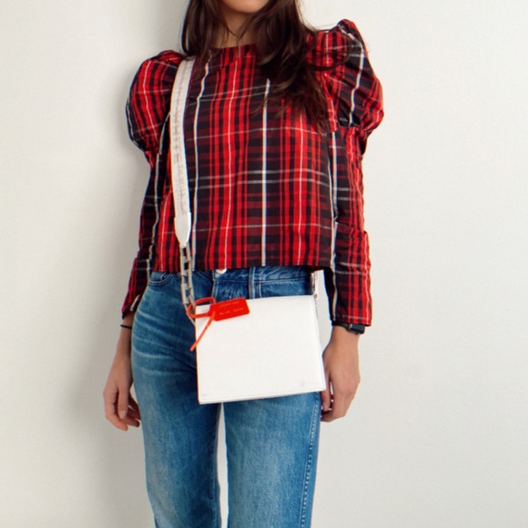 Valentines Day Never Worn Zara Plaid Top Large Blouse - Picture 4 of 5